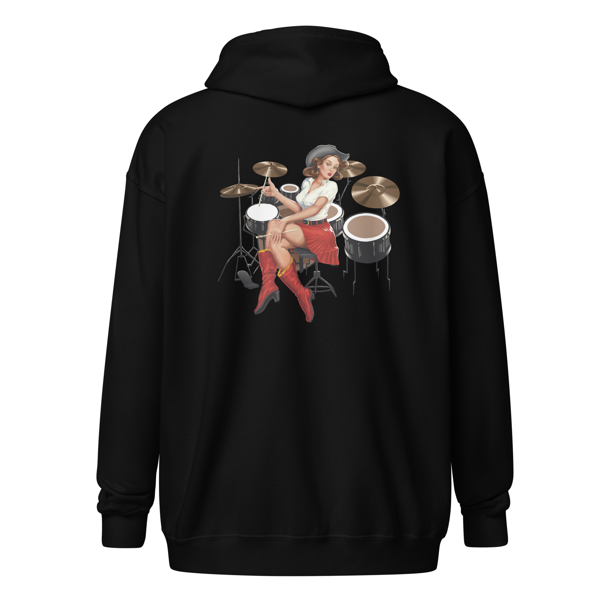 Country Drummer Pinup Zip Hoodie