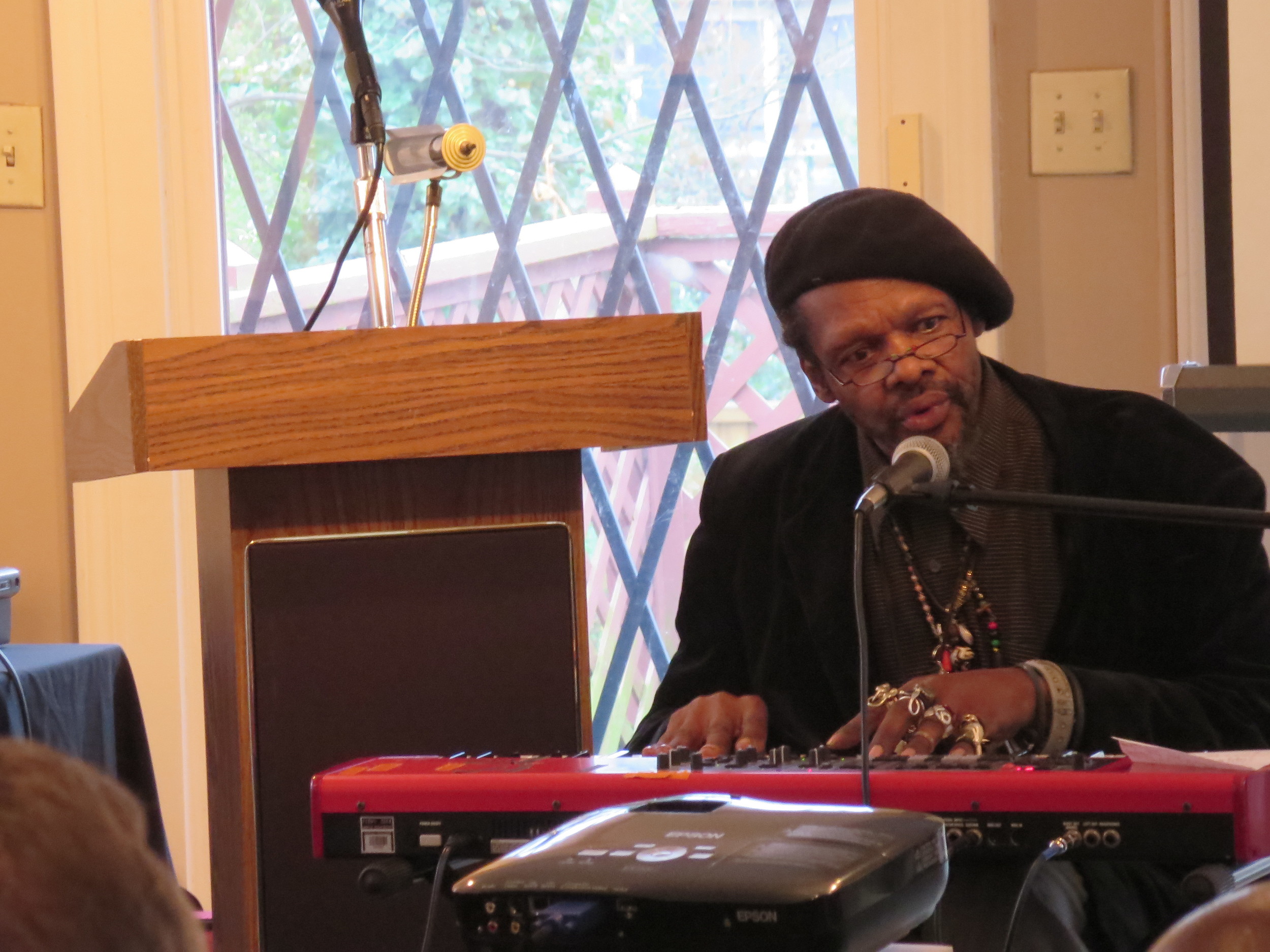 Lonnie Holley performing at the IndieGoGo launch event for the documentary on his work.