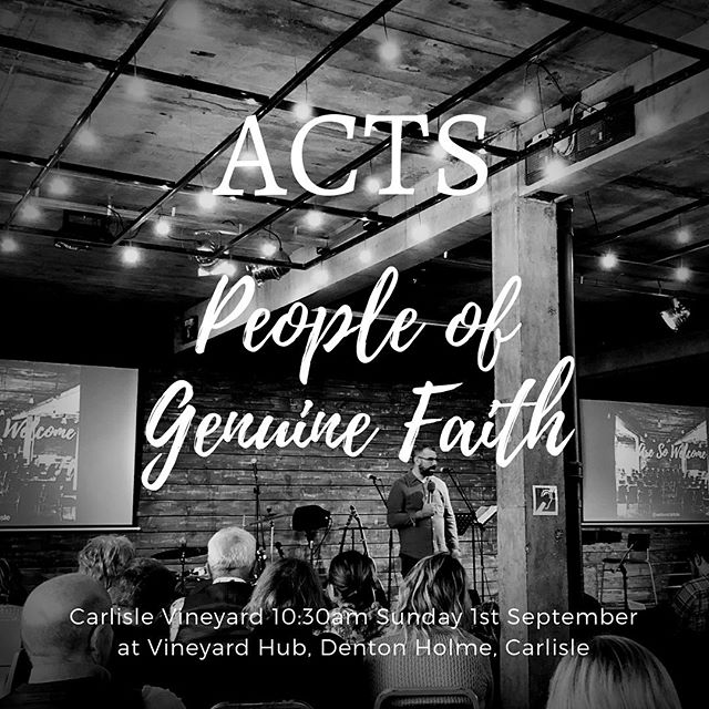 Our first Sunday Gathering of the month and all are so so welcome for brunch, worship and the mighty Ricky Linton is going to take a relook at the early church in Acts, and how it models that we are to live lives that are full of genuineness and authenticity.
#welovecarlisle #carlislevineyard #worship #jesus #genuinefaith