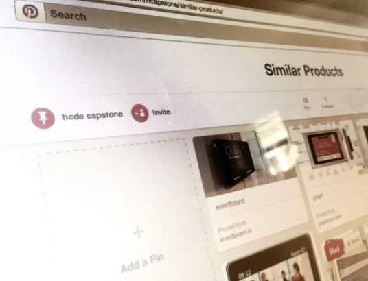 1. Research of competitive products; gathered and shared results with team members using Pinterest