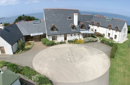 Aerial view of the main house at Corrymeela. 
