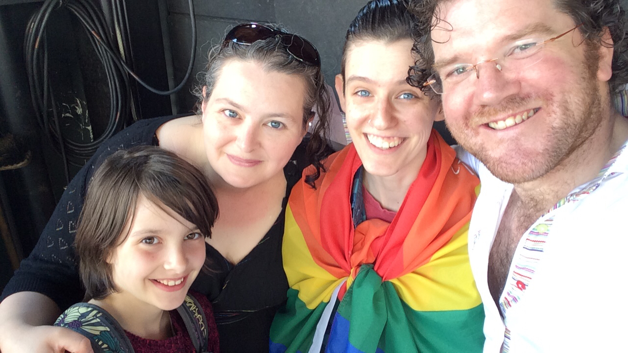 Ana (childhood advocate), Shirley (lifelong advocate, writer, mother of childhood advocate) and Nathan from the GSA.