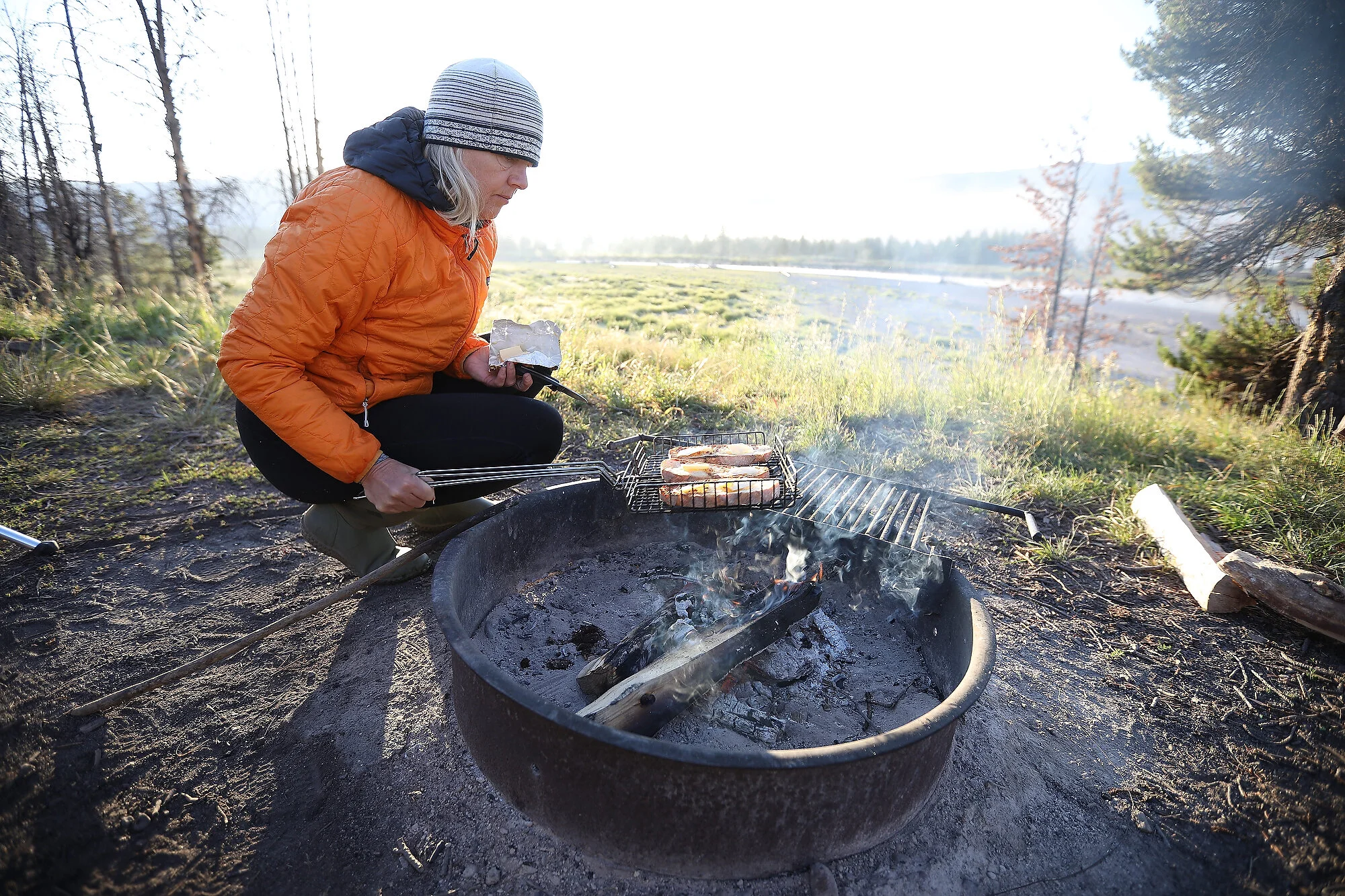  Breakfast toast at the campsite on the Upper Snake River, WY 