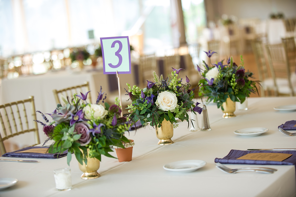 Centerpieces for wedding reception at Pinecroft Mansion, Cincinnati, Ohio. Flowers by Floral Verde LLC. Photo by Mandy Leigh Photography.