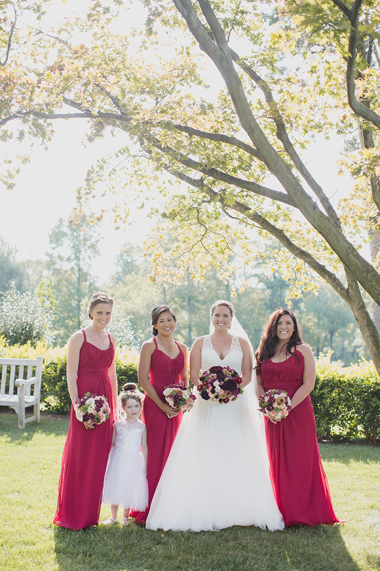 Bride and bridesmaids at Pinecroft Mansion, Cincinnati, Ohio. Flowers by Floral Verde LLC. Photo by Carly Short Photography.