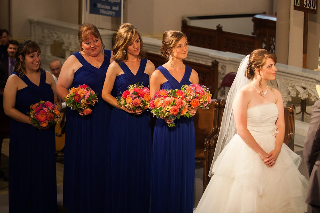 Wedding ceremony at the St Francis de Sales, Cincinnati, Ohio. Flowers by Floral Verde LLC. Photo by Shelby Street Photography.