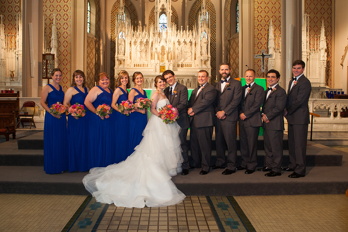 Wedding ceremony at the St Francis de Sales, Cincinnati, Ohio. Flowers by Floral Verde LLC. Photo by Shelby Street Photography.