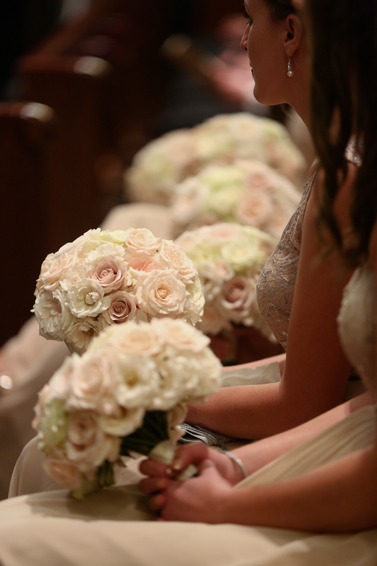 Wedding Ceremony at St. Francis Xavier Church, Cincinnati, Ohio. Flowers by Floral Verde LLC. Photo by Sherri Barber.