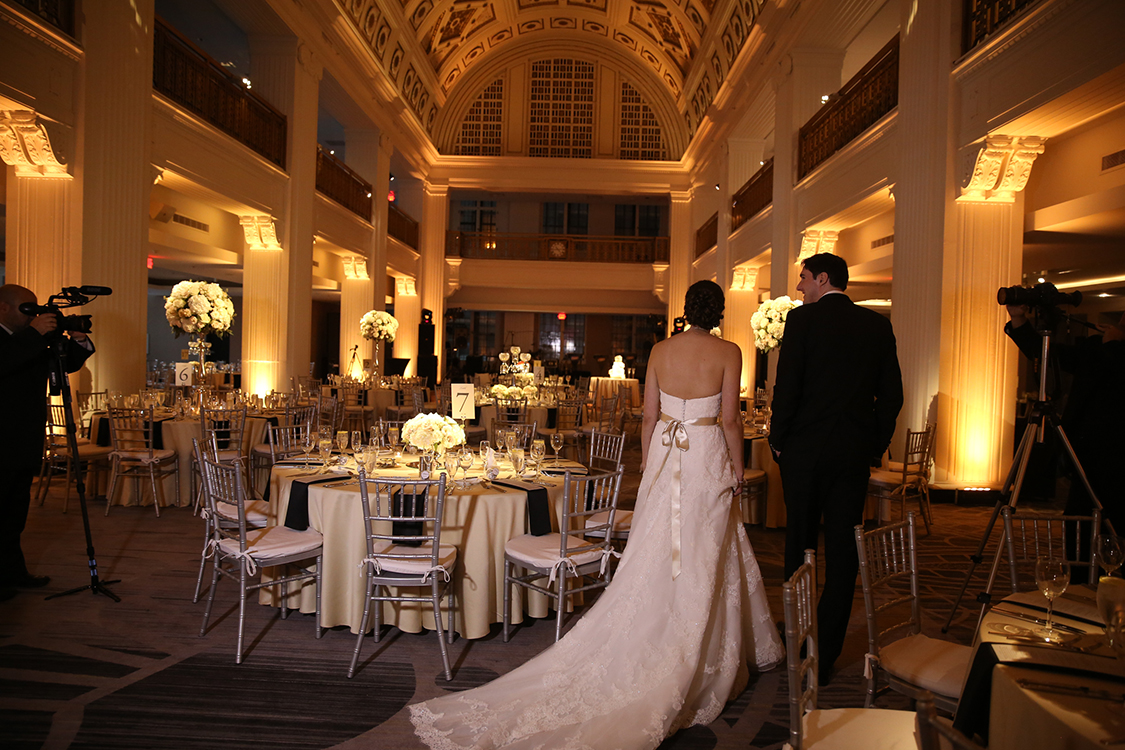 Wedding Reception reveal at The Renaissance, Cincinnati, Ohio. Flowers by Floral Verde LLC. Photo by Sherri Barber.