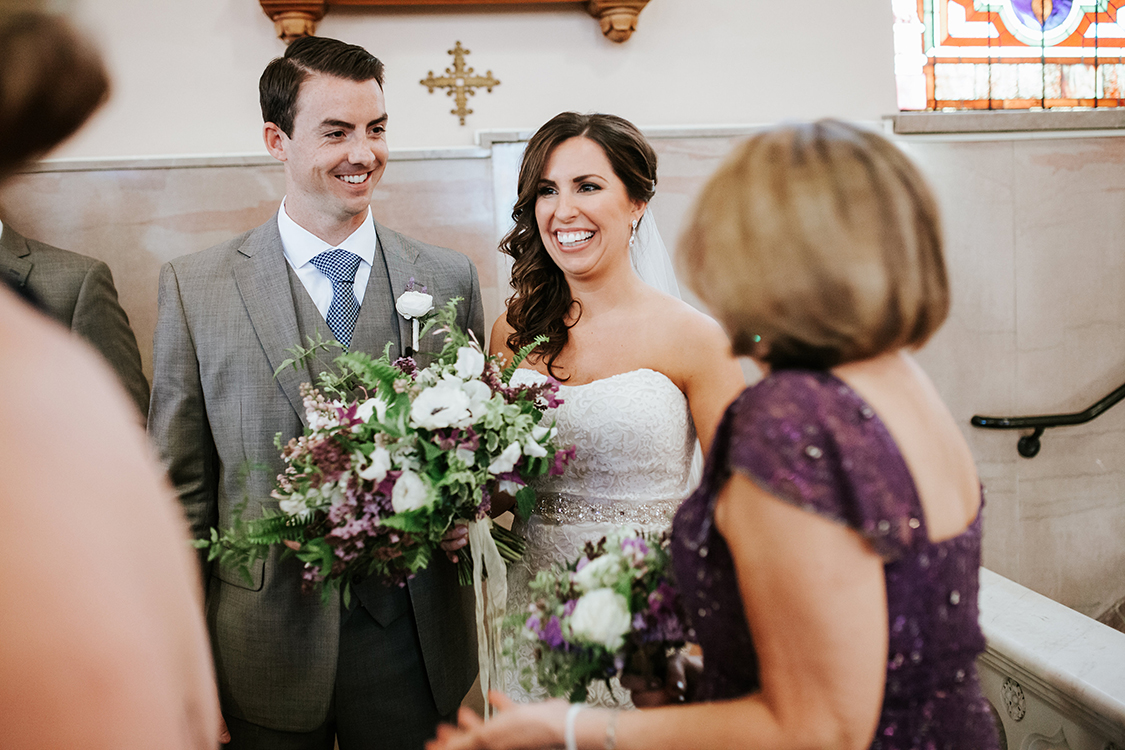 Wedding Ceremony at Holy Cross Immaculata in Cincinnati, Ohio. Flowers by Floral Verde. Photo by Eleven:11 Photography.