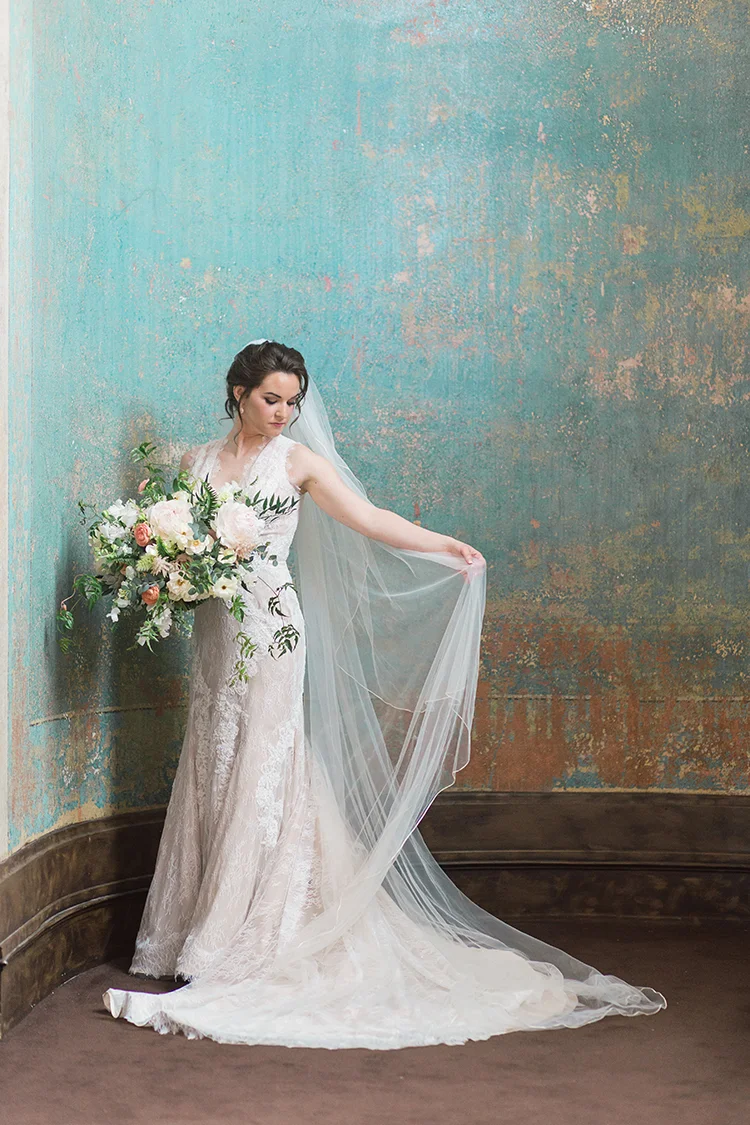 Wedding Ceremony at The Monastery Event Center in Cincinnati, Ohio. Flowers by Floral Verde. Photo by Amanda Donaho Photography.
