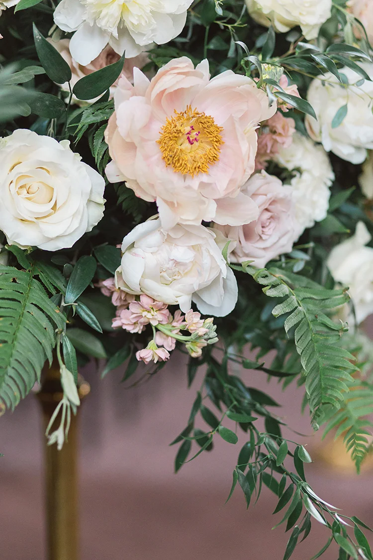 Wedding Ceremony at The Monastery Event Center in Cincinnati, Ohio. Flowers by Floral Verde. Photo by Amanda Donaho Photography.
