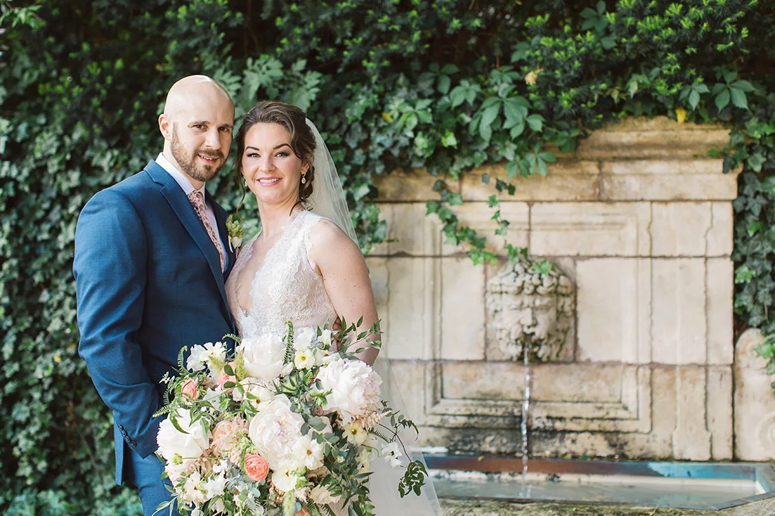 Wedding Ceremony at The Monastery Event Center in Cincinnati, Ohio. Flowers by Floral Verde. Photo by Amanda Donaho Photography.