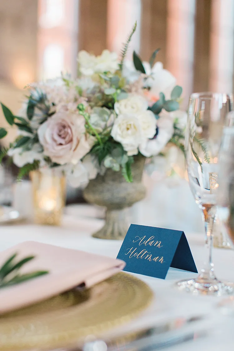 Wedding Reception at at The Monastery Event Center in Cincinnati, Ohio. Flowers by Floral Verde. Photo by Amanda Donaho Photography.