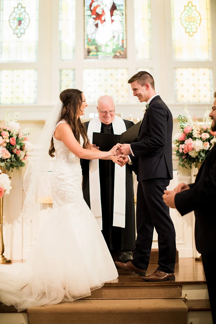 Wedding Ceremony at the First United Methodist Church in Lexington, Kentucky. Flowers by Floral Verde. Photo by Rachael McCall Photography.