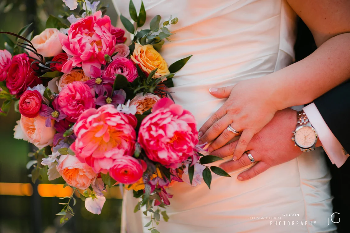 Wedding ceremony and reception at Wiedemann Hill Mansion in Newport, Kentucky. Flowers by Floral Verde. Photo by Jonathan Gibson Photography.