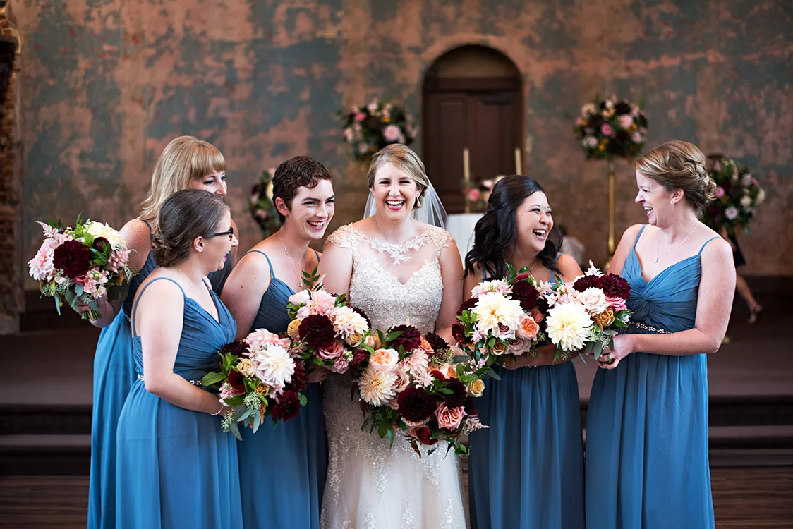 Wedding at The Monastery Event Center in Cincinnati, Ohio. Flowers by Floral Verde. Photo by Parisi Images.