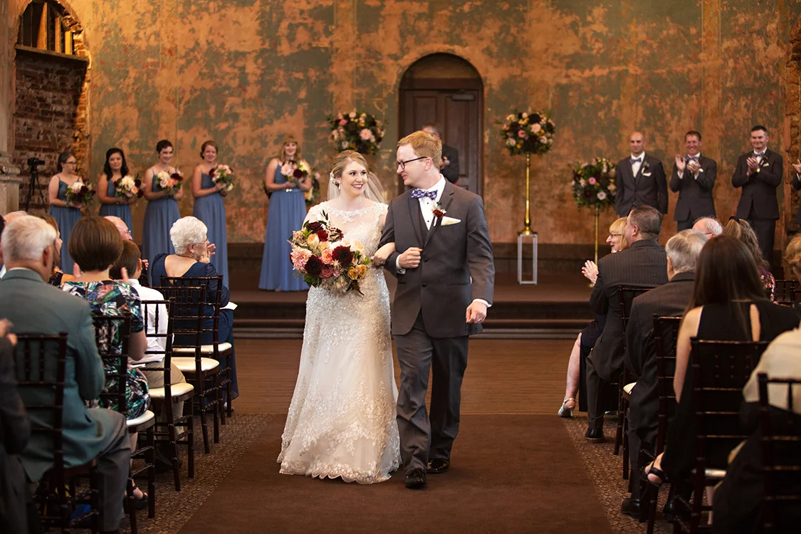 Wedding at The Monastery Event Center in Cincinnati, Ohio. Flowers by Floral Verde. Photo by Parisi Images.