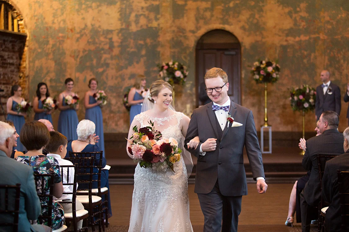 Wedding at The Monastery Event Center in Cincinnati, Ohio. Flowers by Floral Verde. Photo by Parisi Images.
