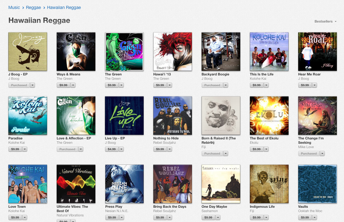 Top Hawaiian Reggae Albums in the US iTunes Store 