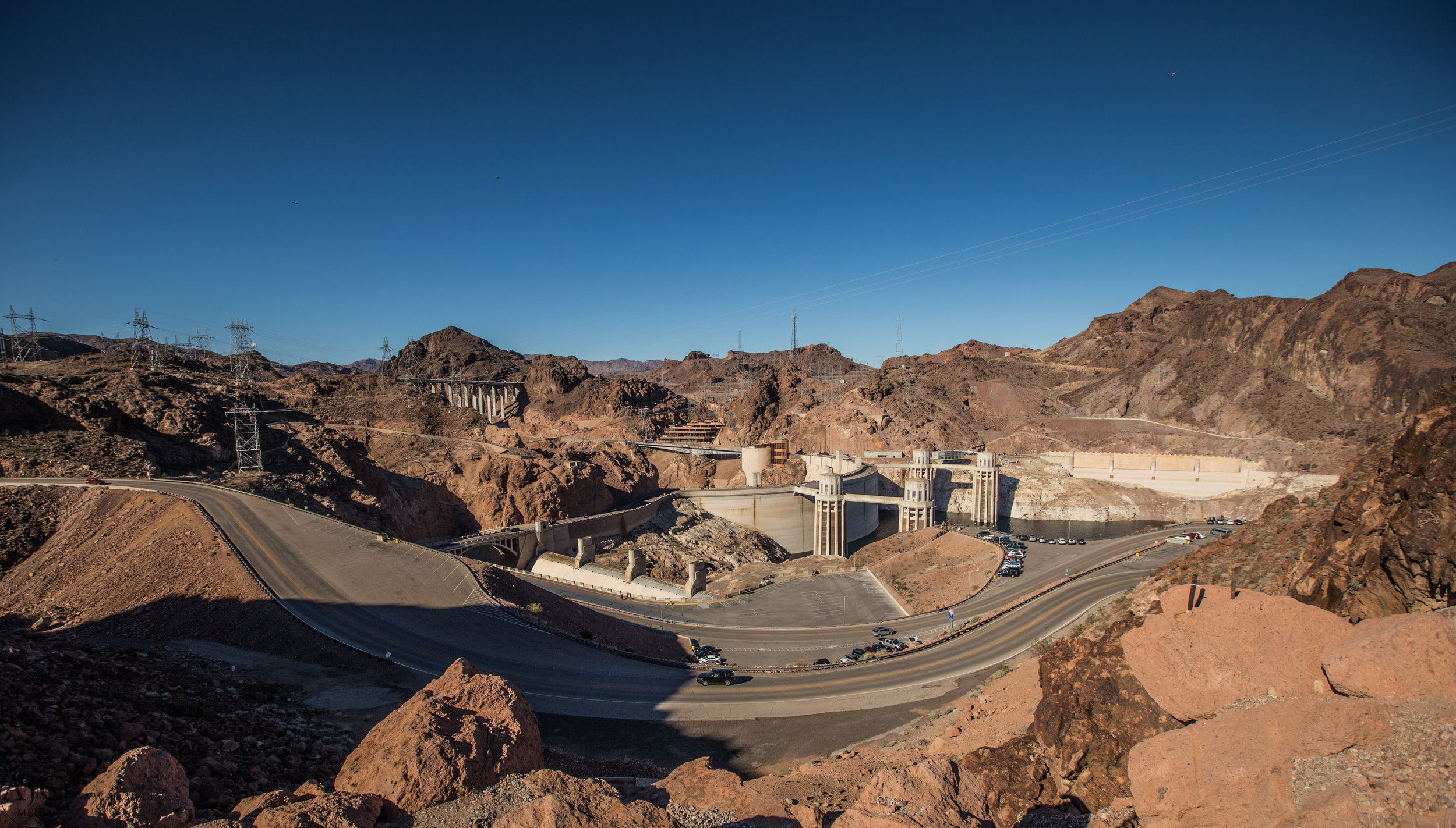 A shot you don't often see of the back side of the Hoover Dam