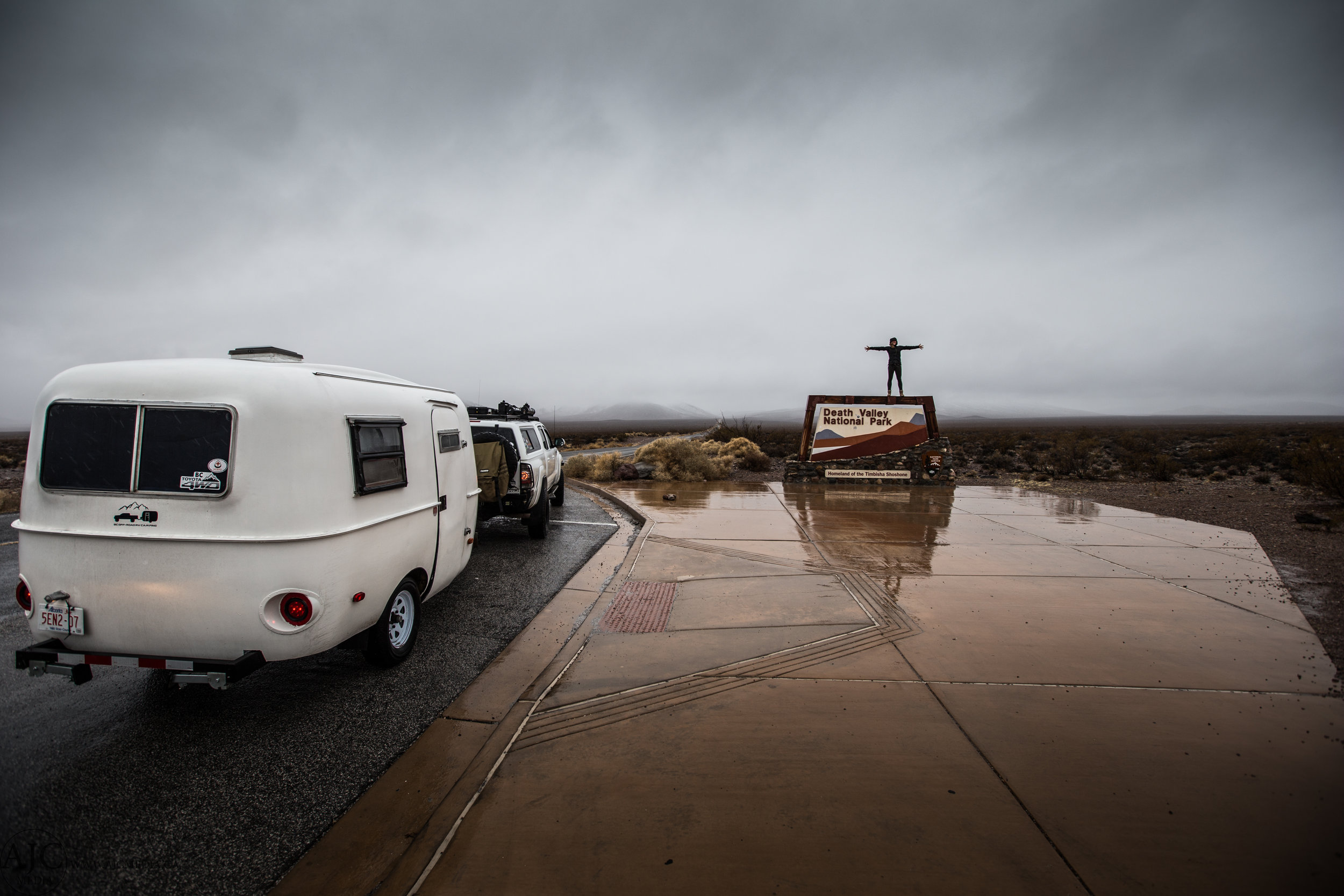 Entering rainy Death Valley.