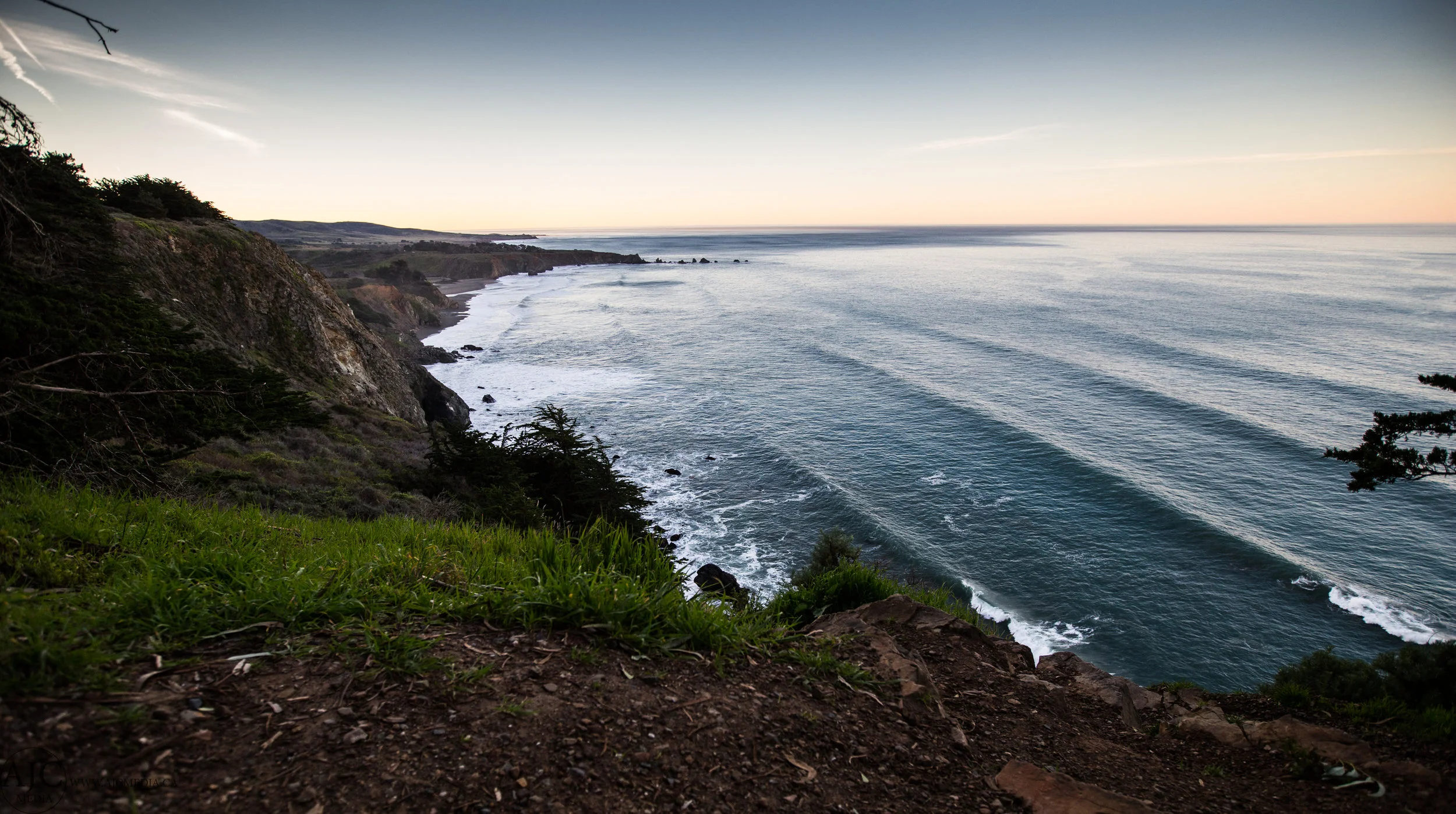 The view from our cliff-top perch near Ragged Point, CA.