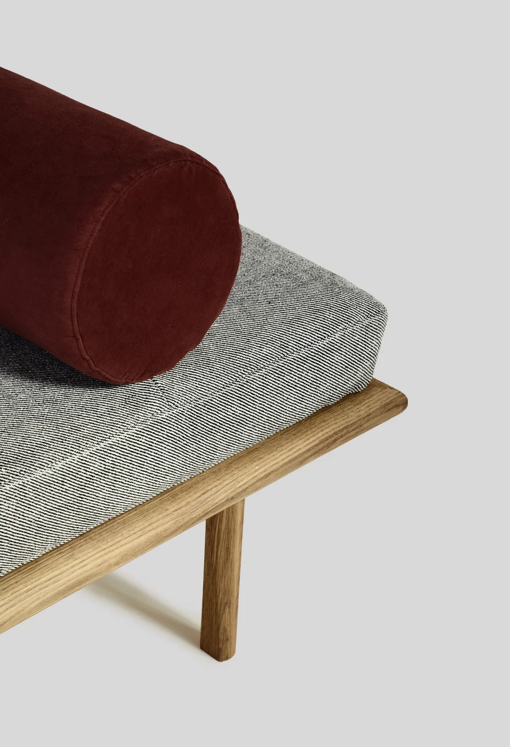 natural wood daybed on Sylva Daybed Linen Rust Coil Drift