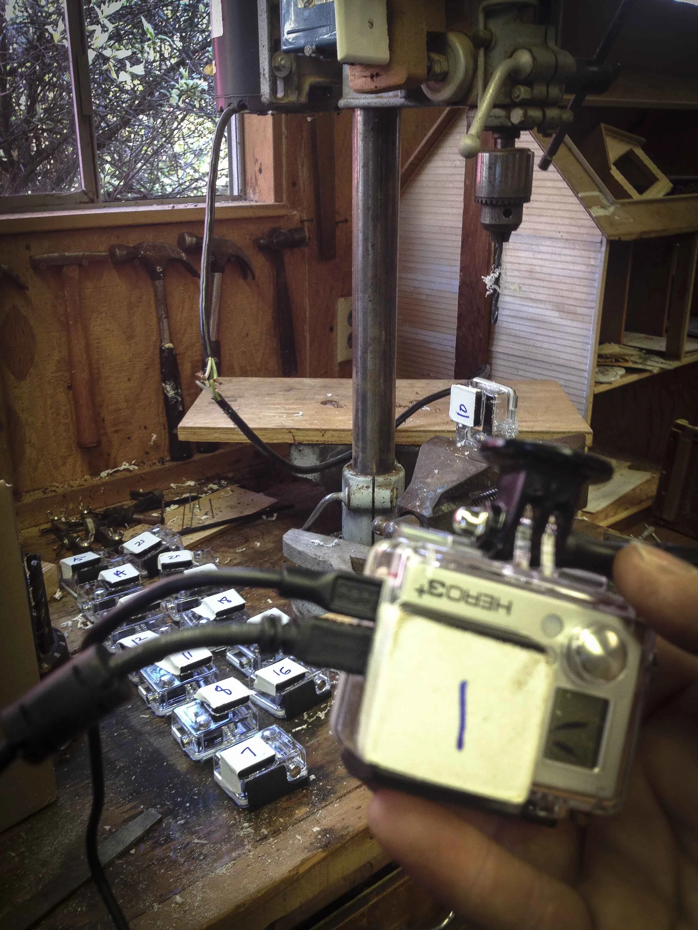 Thanks to Victoria from the use of the wood shop for MacGyver'ing the GoPro housing to accept the HDMI and USB wiring harness.