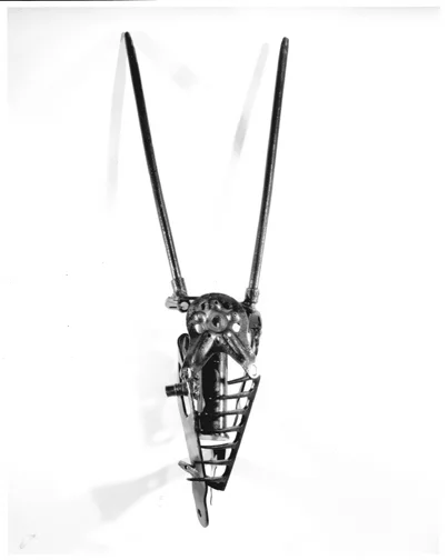 Skull, 2002, steel with oil, 16"h x 9"w x 13"d