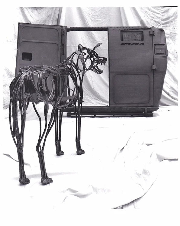 Gates of Eden, 1991, steel with paint and oil, 60"h x 72"w x 96"d