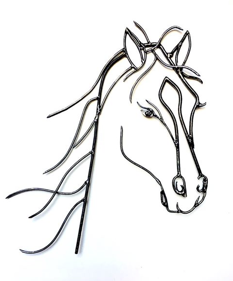 Horse head, MLP 28"h x 26"w. x .5"d. steel with oil