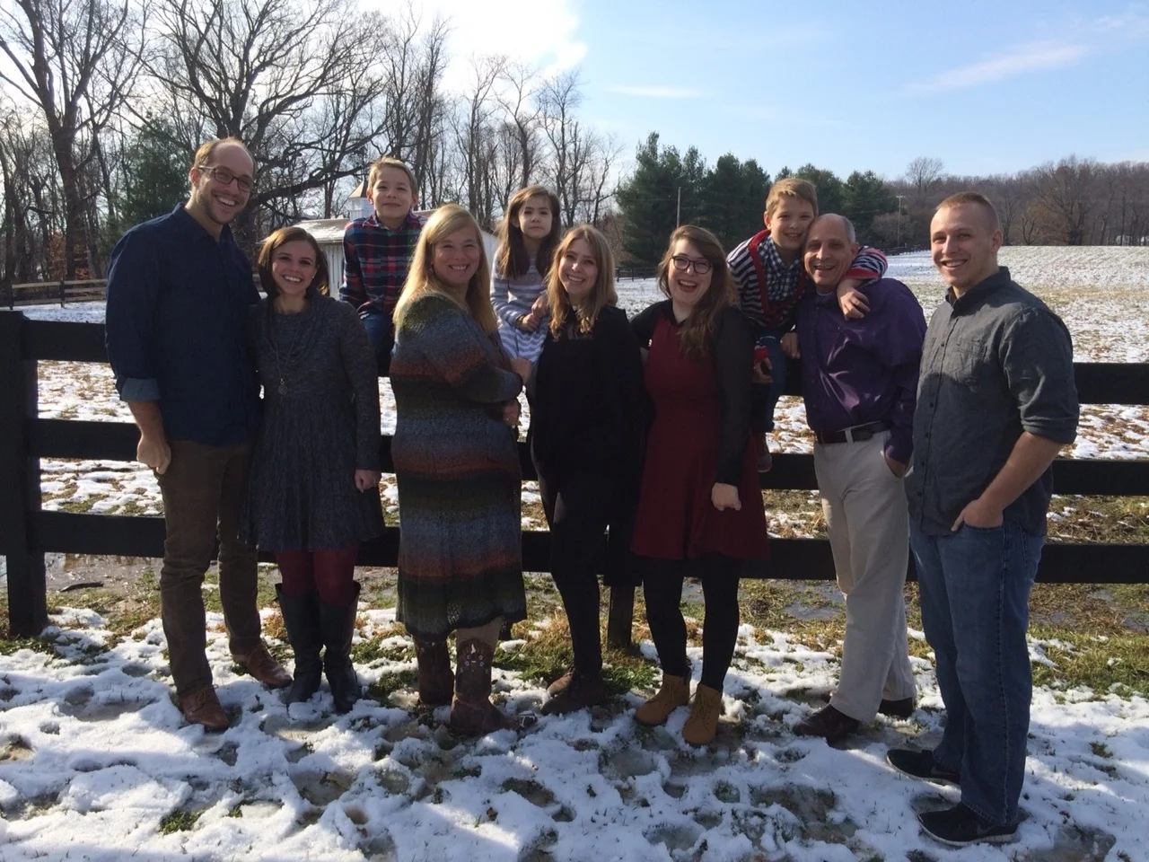 The Chapple Family, from left to right: Alex Chapple, Mallary Chapple (Alex's wife), Sam Chapple, Holly Chapple, Grace Chapple, Abby Chapple, Hannah Chapple, Eli Chapple, Evan Chapple, and Riley Chapple.