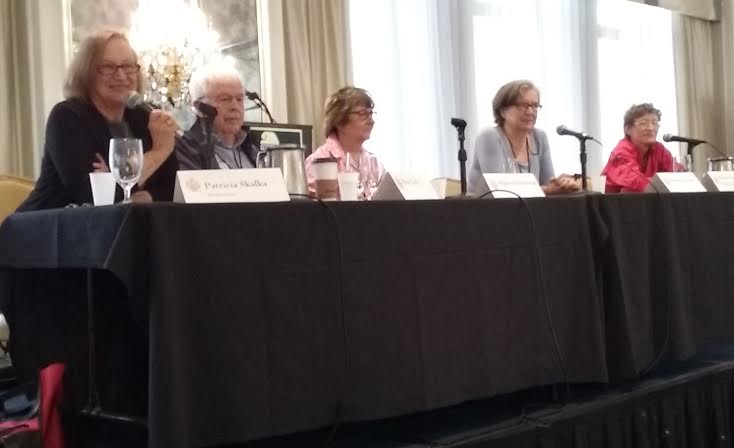Magna cum Murder 2016: Moderating panel that included headline authors Maureen Jennings and Natasha Cooper talking about the appeal of the flawed protagonist. (Photo by Elaine L. Orr)