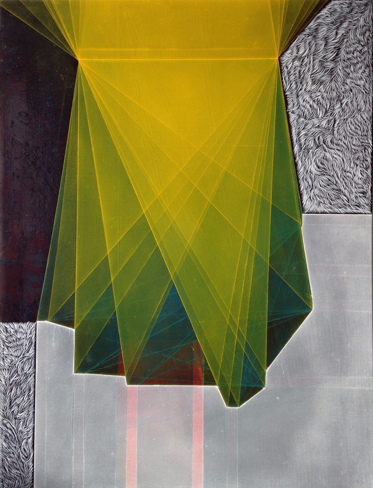  Threshold Composition no. 20. Gouache, oil, ink on panel. 16” x 12". 2014 
