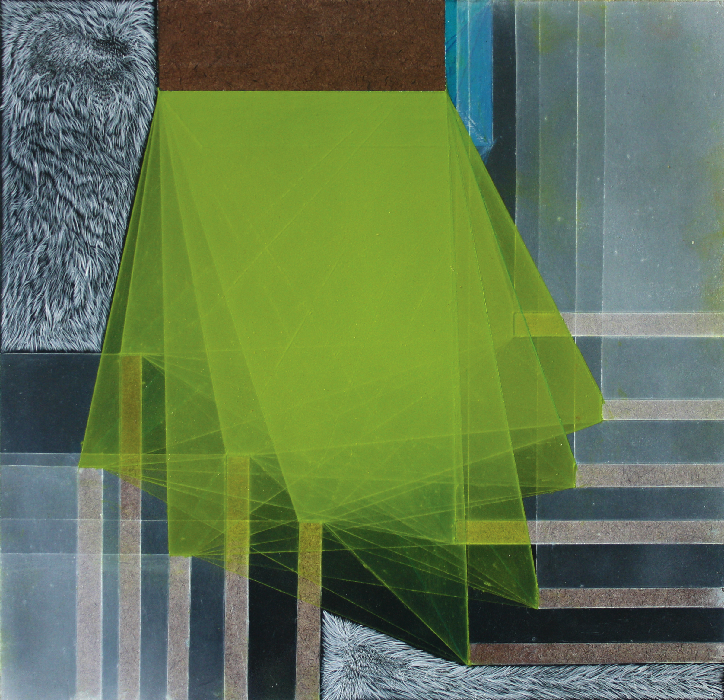  Threshold Composition no.6. Gouache, oil and ink on panel, 11.5" x 11.75", 2013 