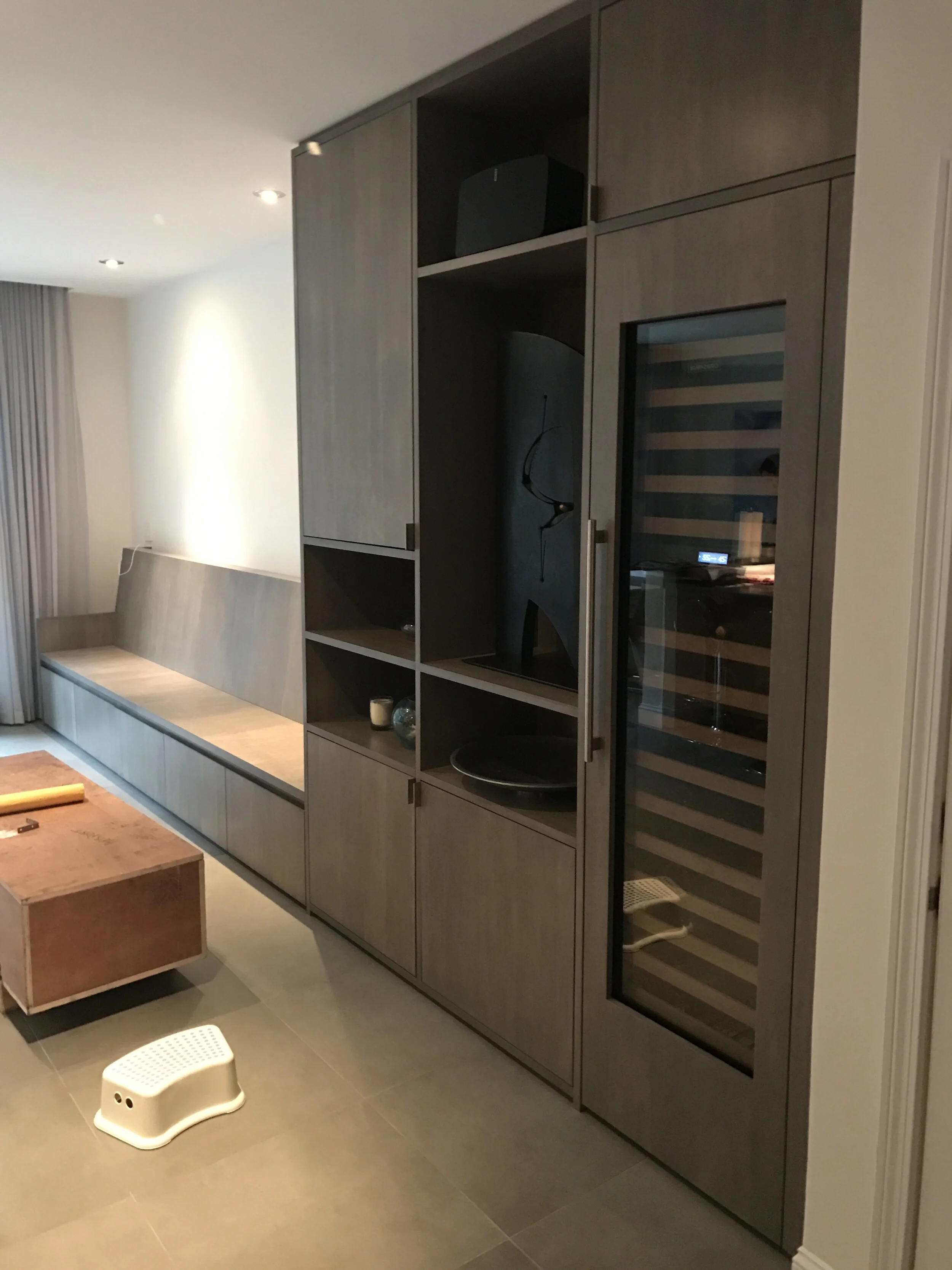 Downtown Brooklyn, seating with storage unit