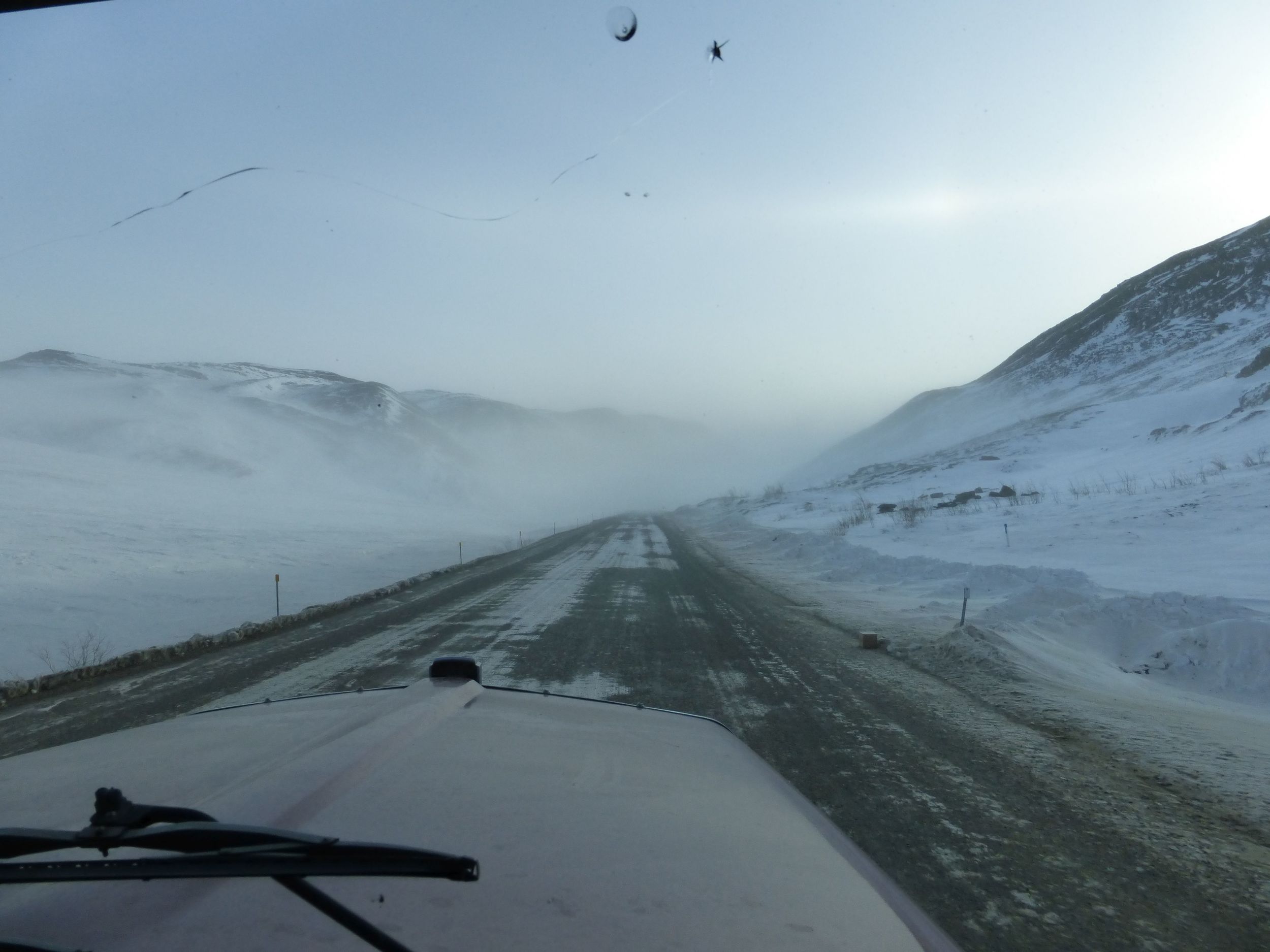 Ice fog while coming down The Richardson Mountains