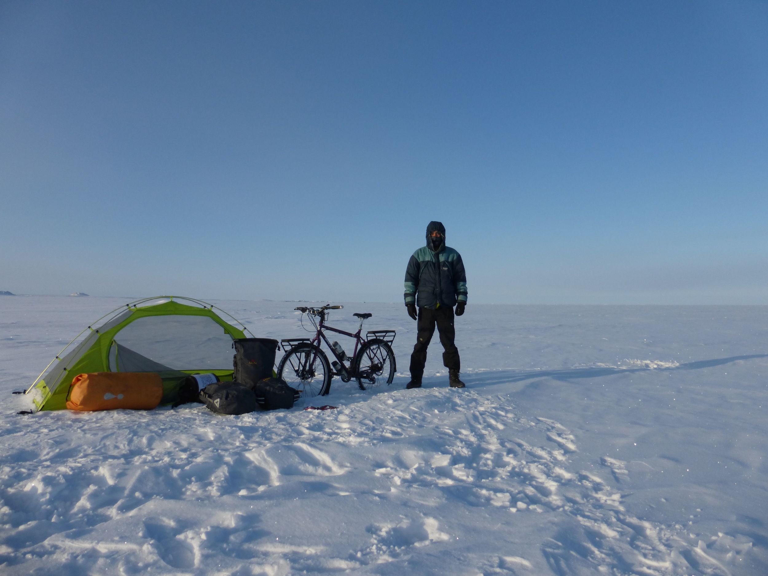 After camping on the ice covering the Arctic Ocean.