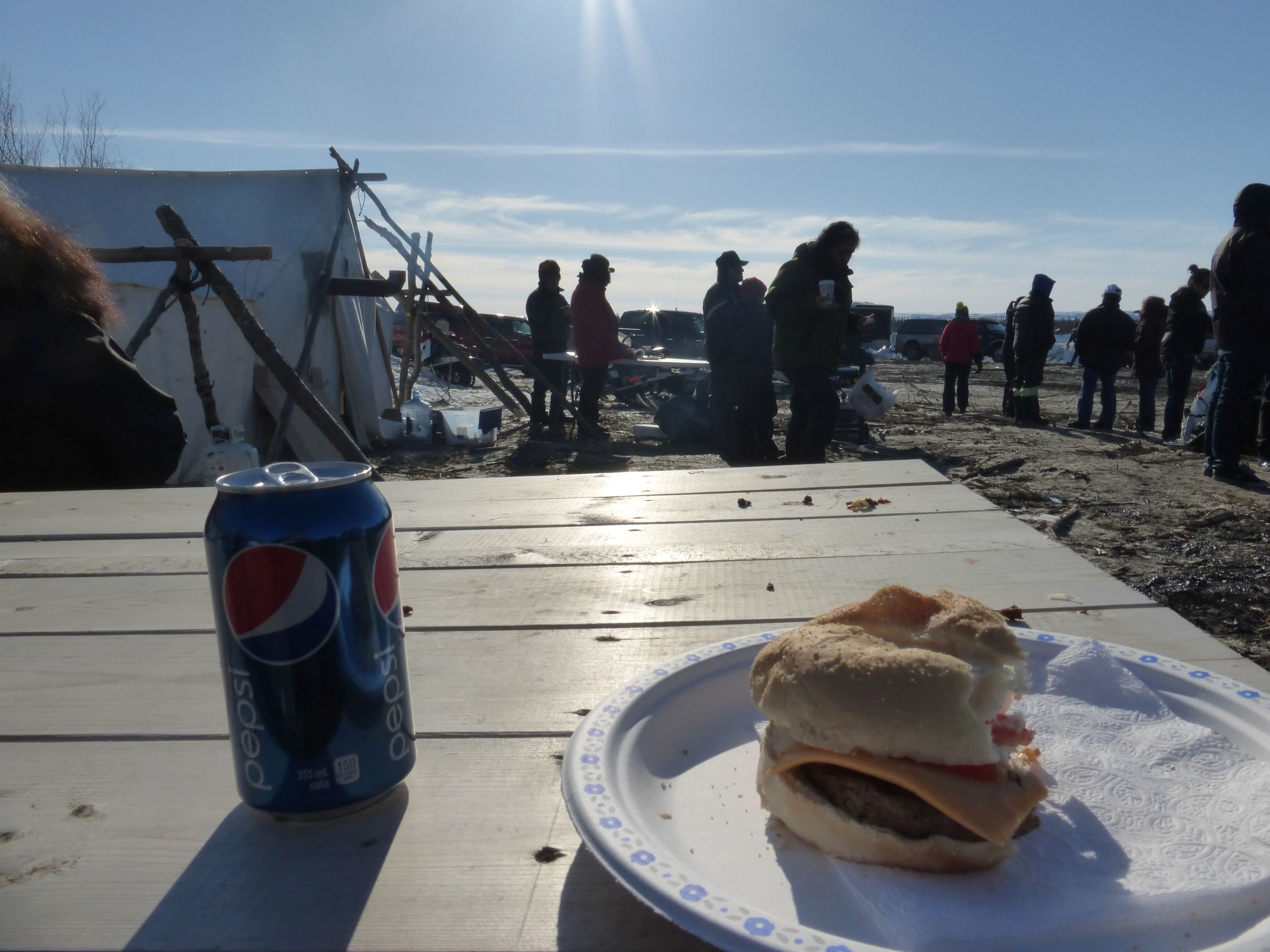 Eating some local 'junk food' from one of the tents. There ain't no McDonalds here.