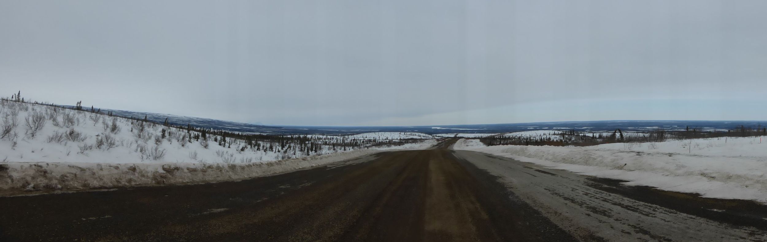 Panoramic view of the road behind me