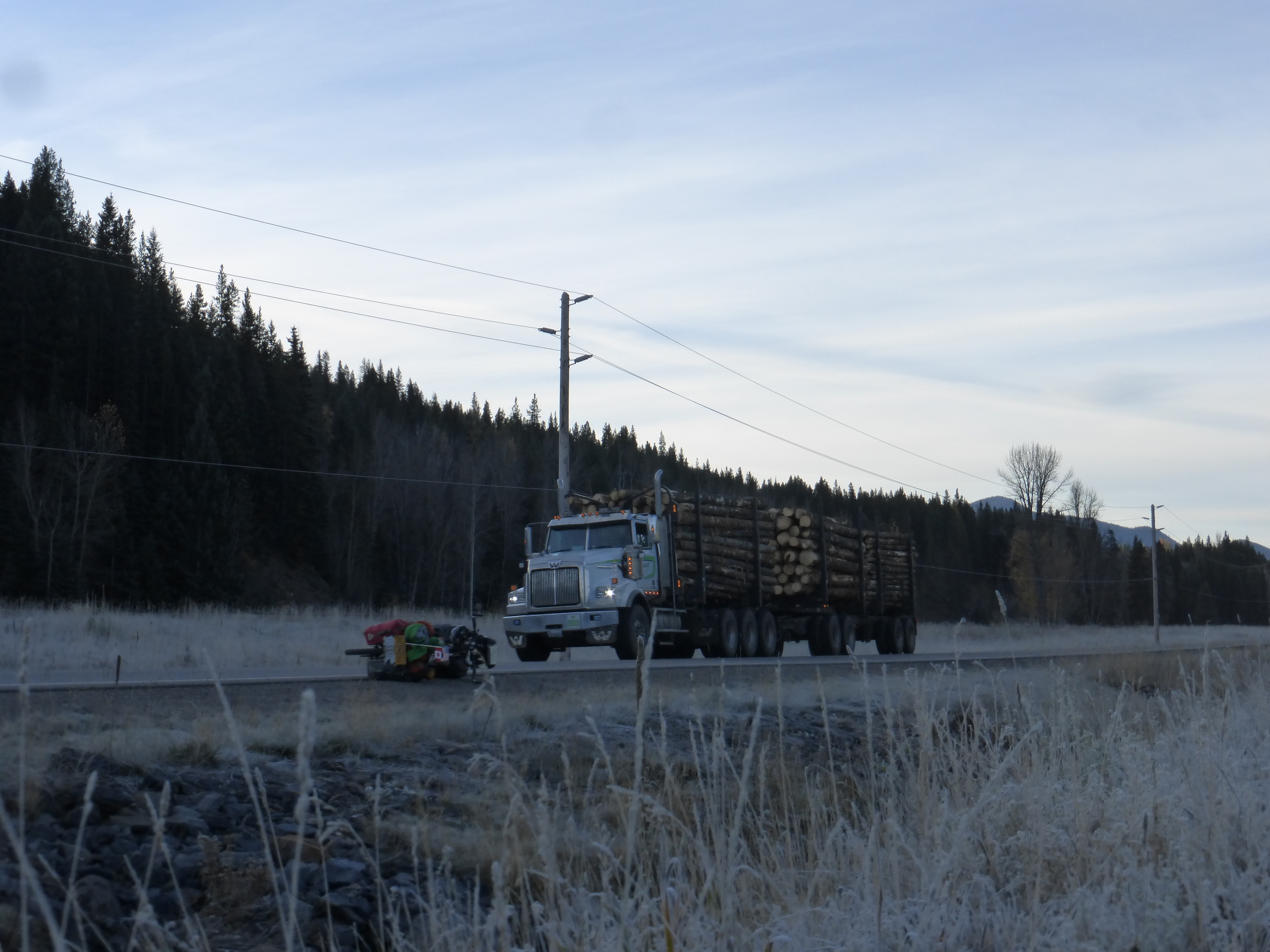 Morning frost on the way to Corbin mine where I'll leave pavement for the next 3 days.