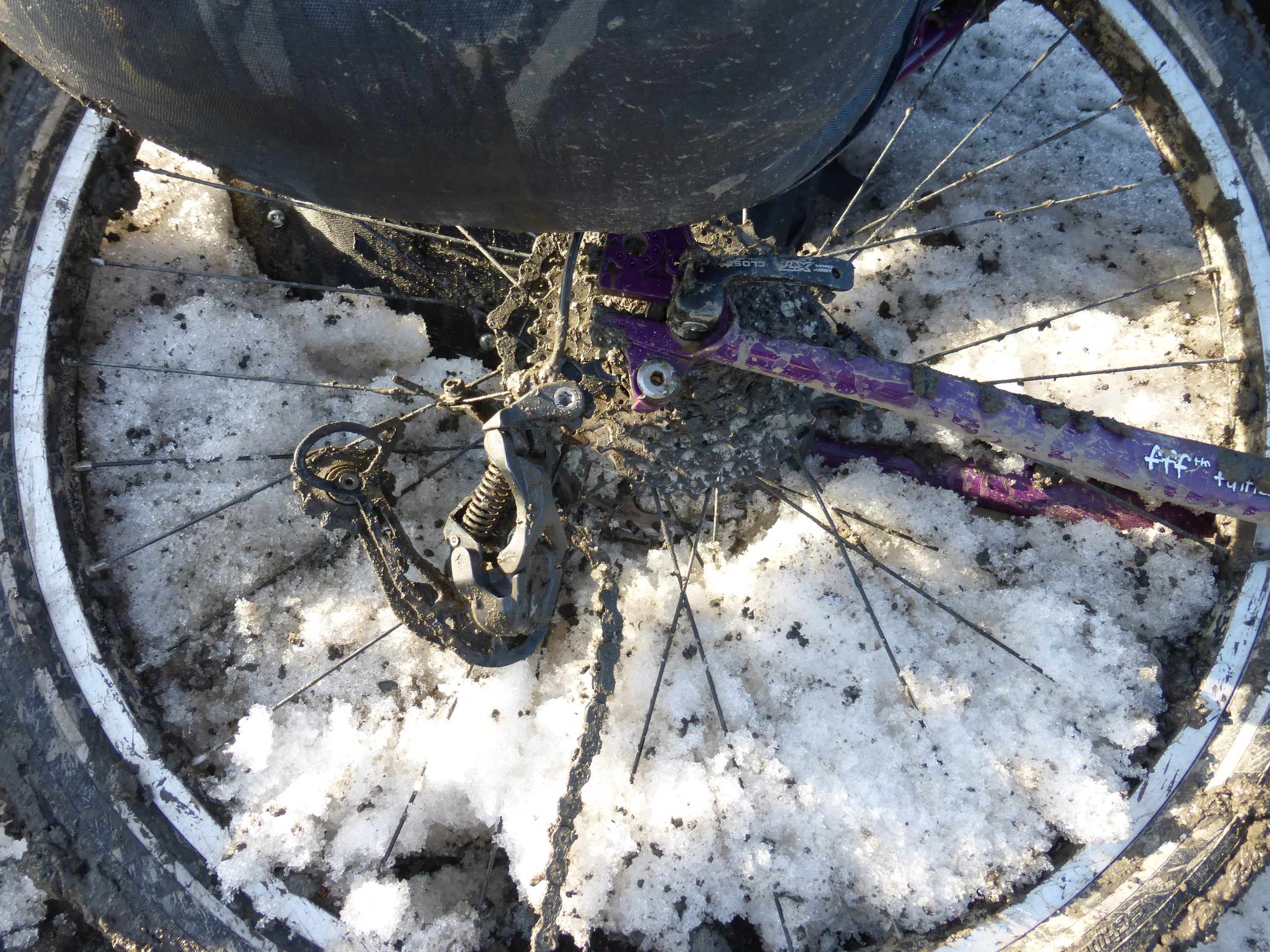 Shot taken when the mud got the derailleur & chain into the wheel.