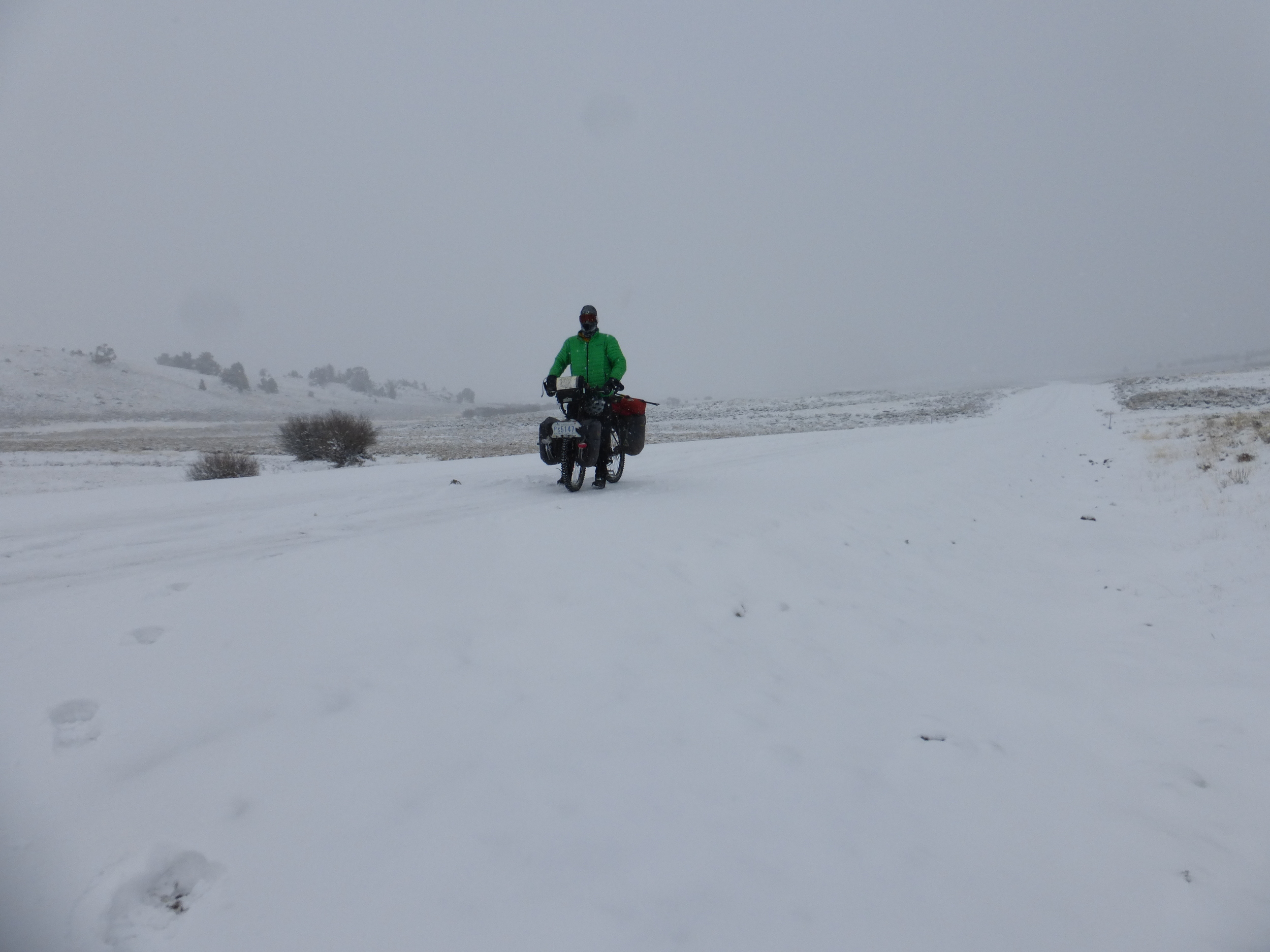 Riding on snowpacked road, GDMBR. 