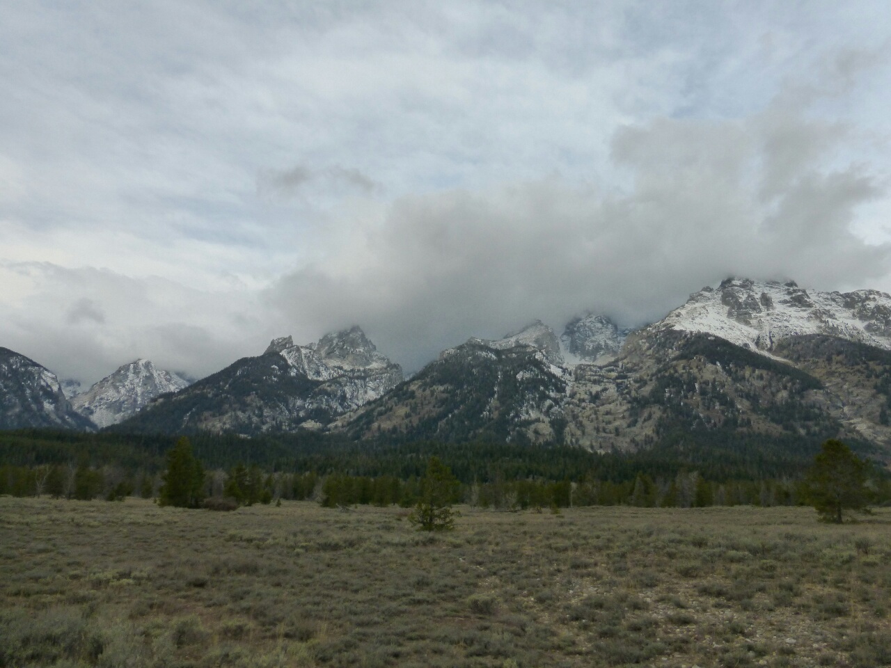 Clouds covered the Tentons, hopefully they will be clear tomorrow when I ride back up to meet the GDMBR trail.