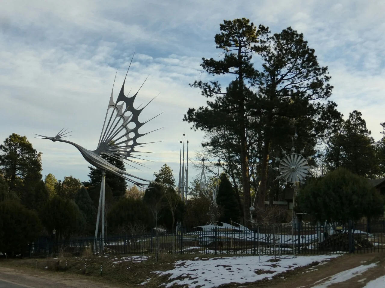 Stunning sculptures in somebody's yard. The artist had passed away and his children are now fighting over the statues (probably worth lots of money)
