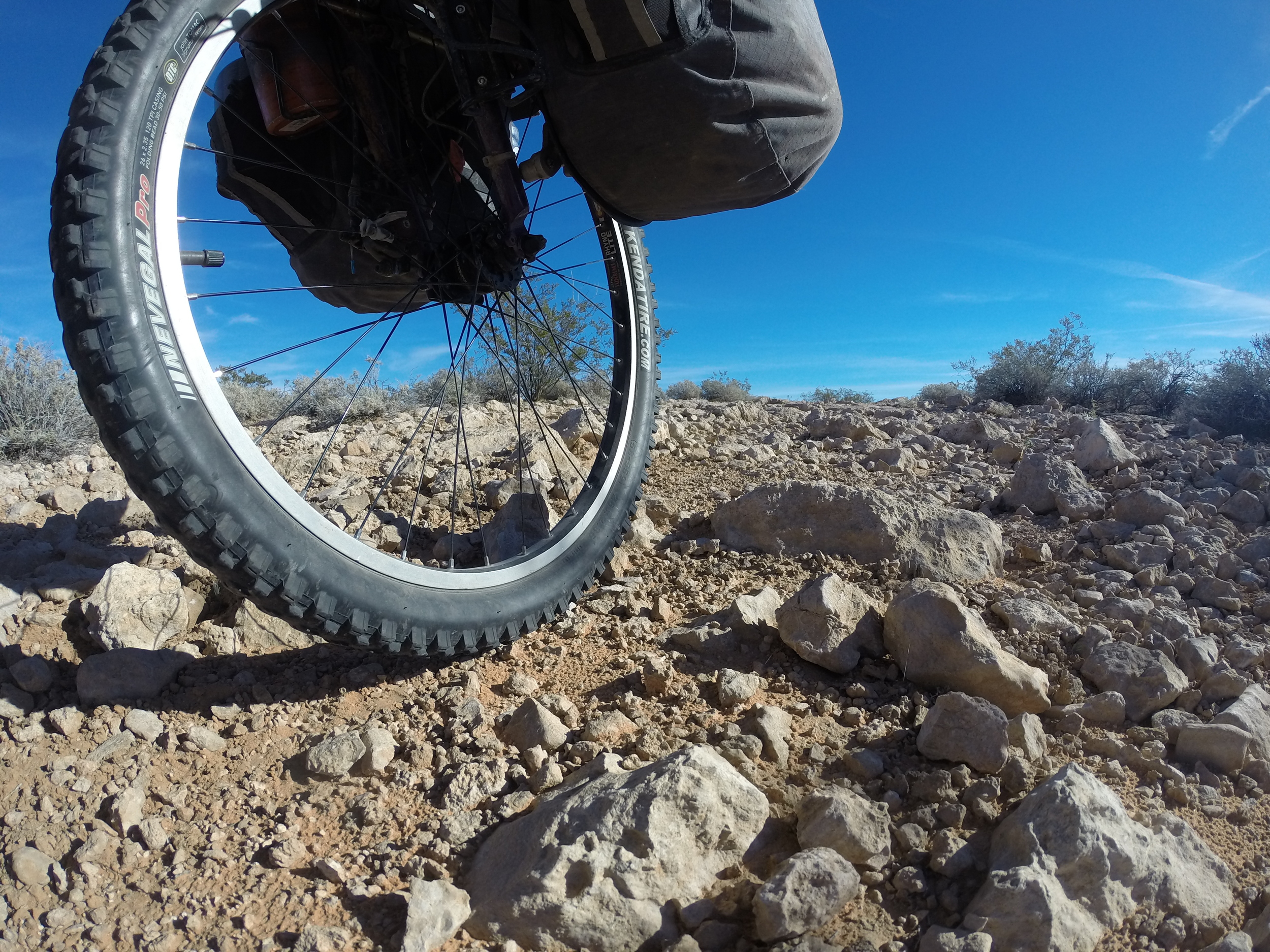 Nevada. Following some of the backroads near Las Vegas, at times it was better to ride in the desert beside the road.