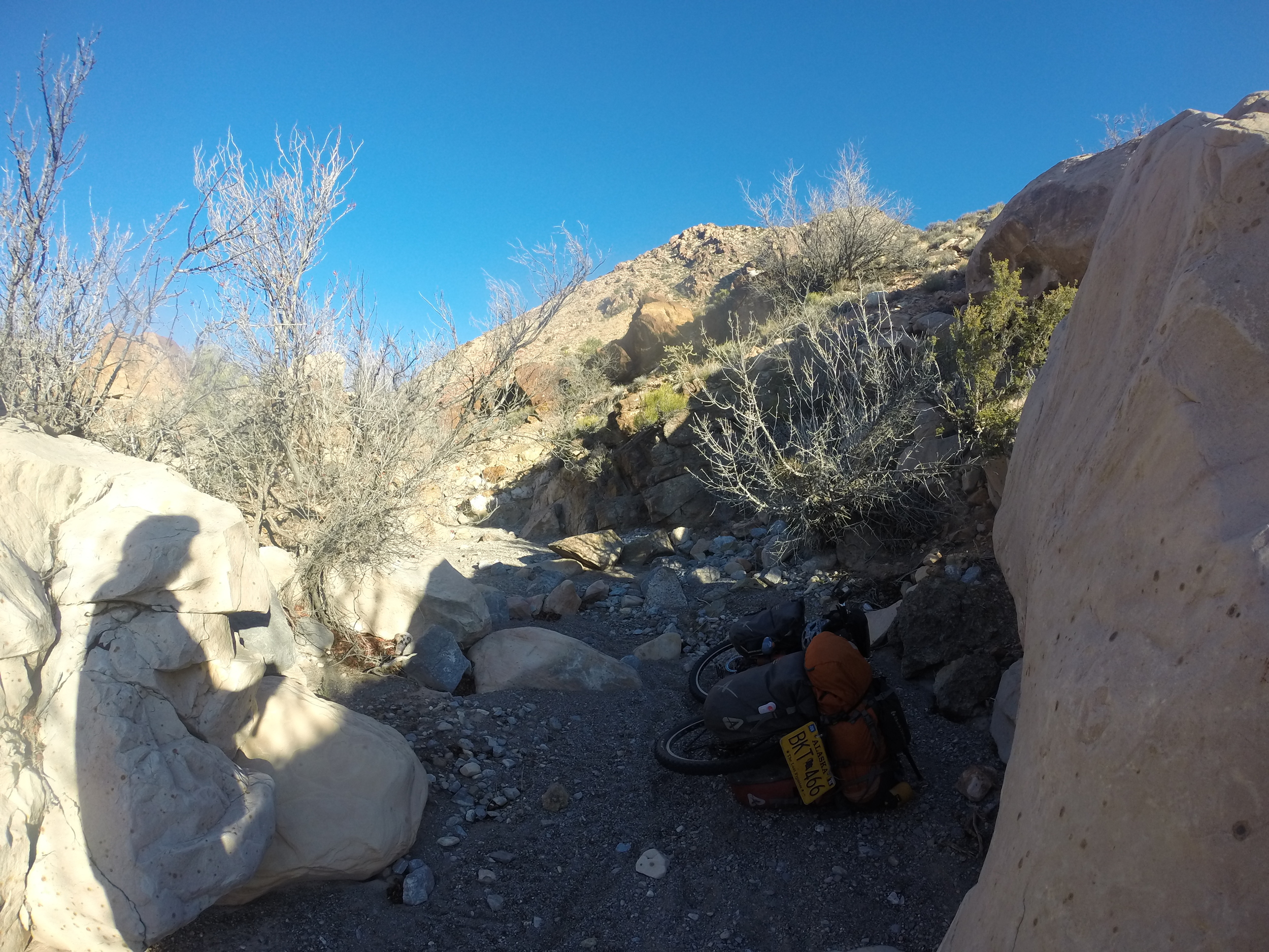 Ok, to be honest this wasn't even a road - I followed a riverbed paralelling the highway to the top of the pass