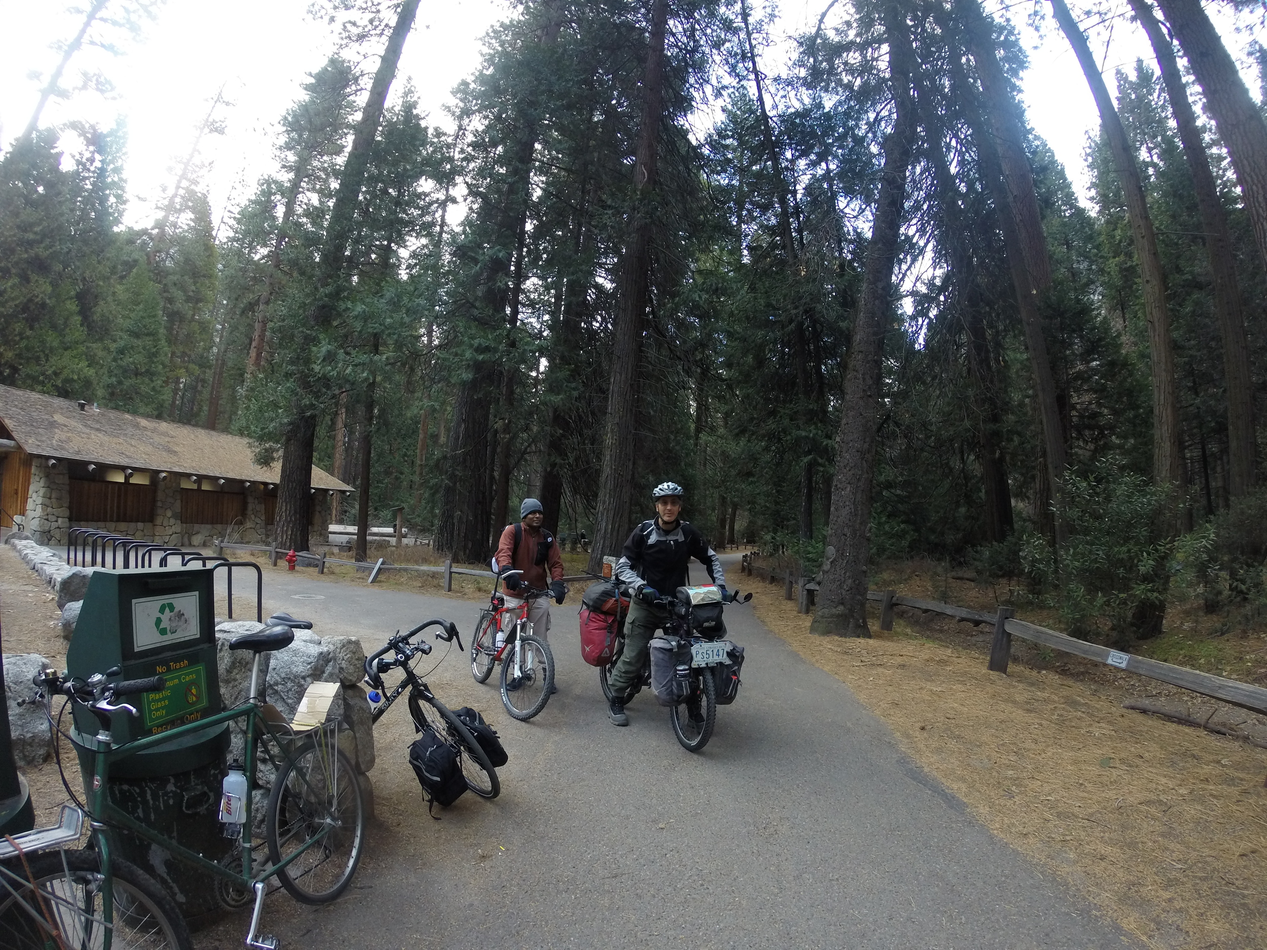 Dave's bike (left) is equipped with an original custom made cardboard fender!