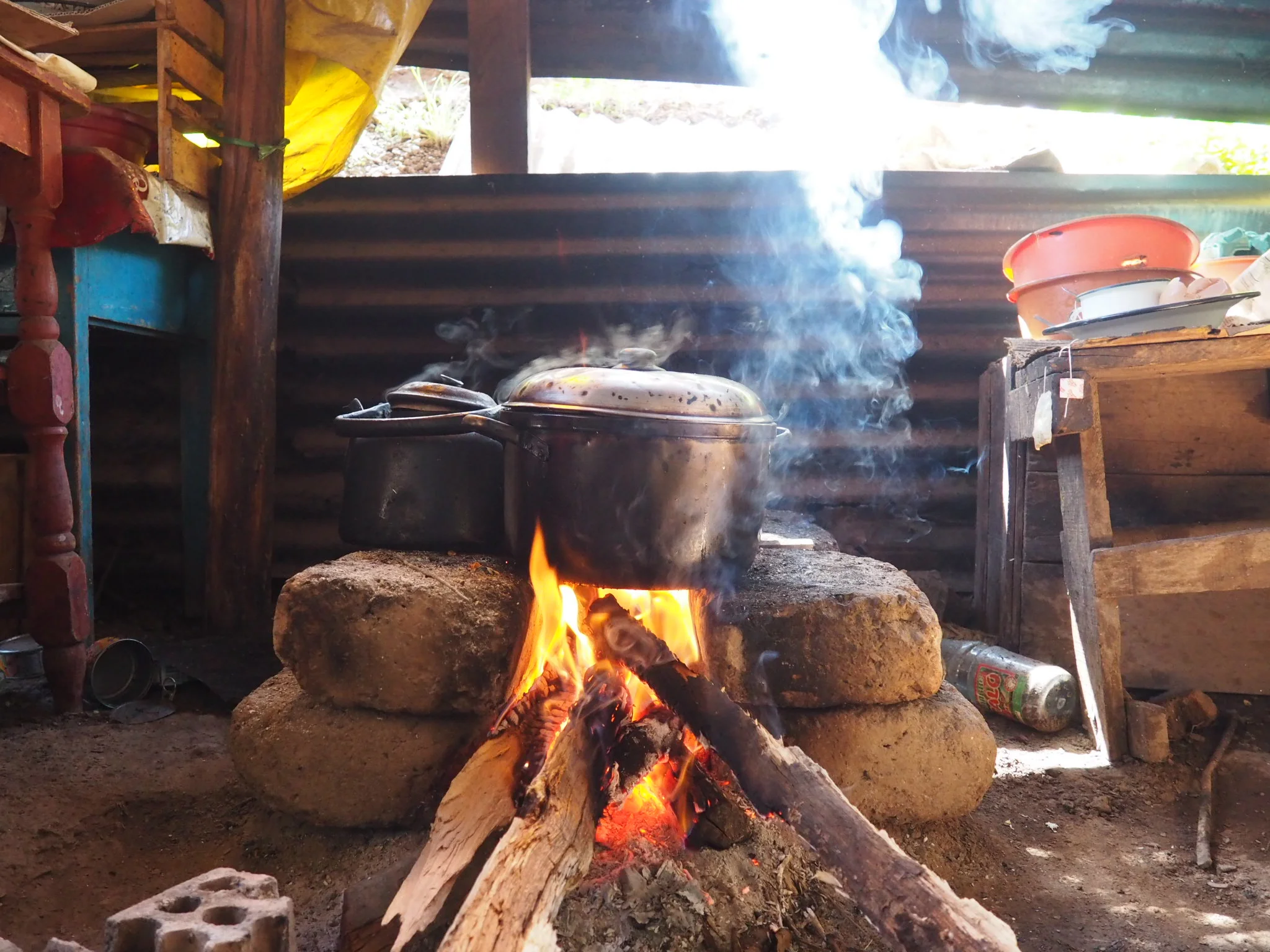 and lunch bubbling in the pot while we got a decent egg and bread and coffee breakfast